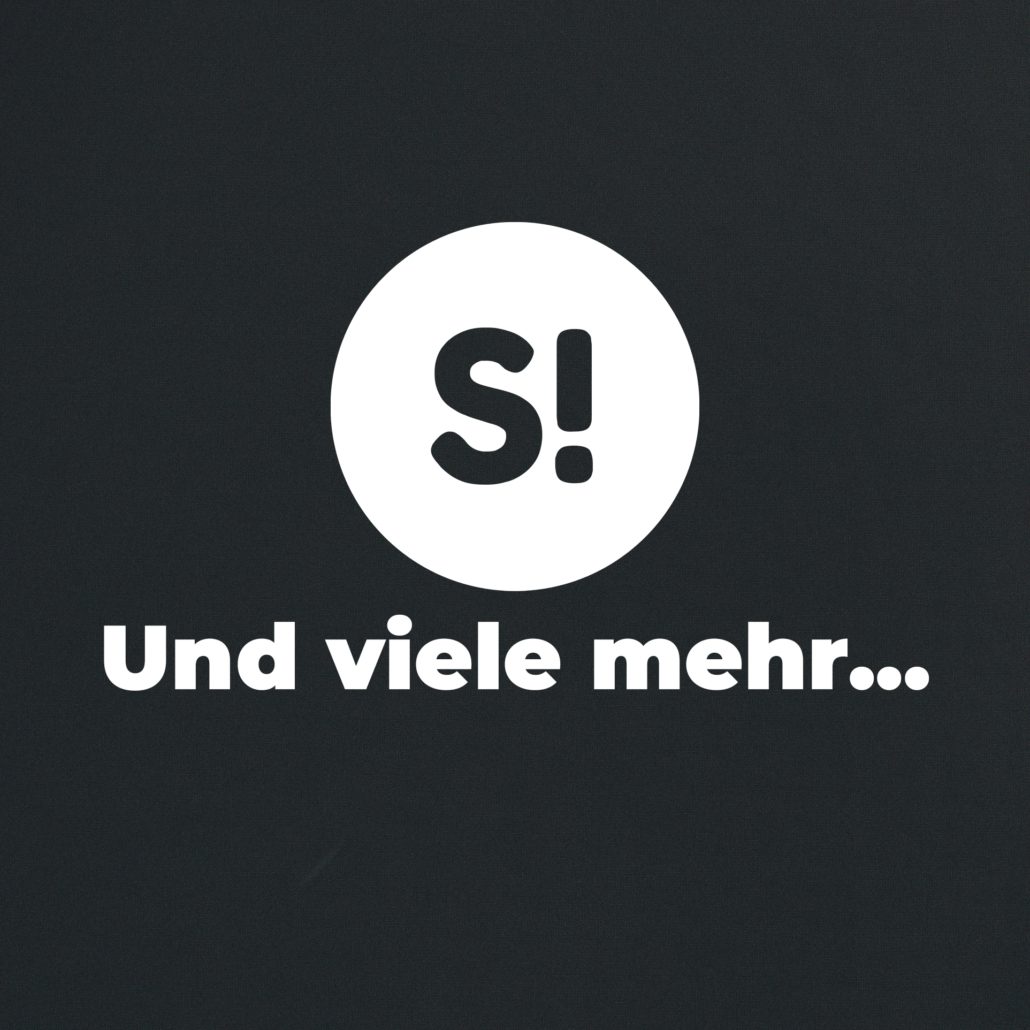 viele-mehr Grafik, die das Signet von "Solms.JETZT!" zeigt – ein weißer Kreis mit einem schwarzen "S!" – über dem weißen Text "Und viele mehr..." auf dunklem Hintergrund.